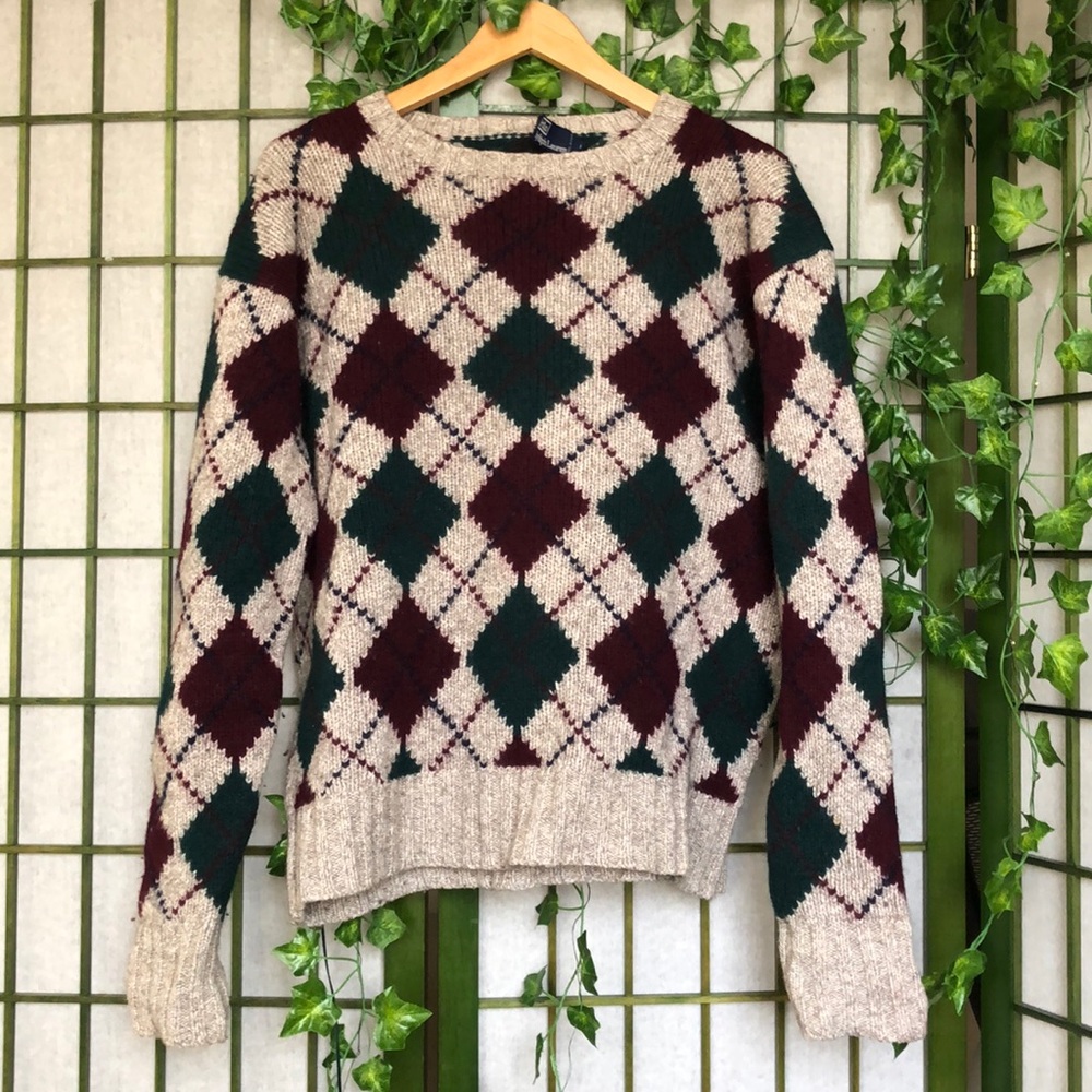 Vintage Ralph Lauren Knit Wool Argyle Sweater